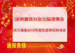 涂附磨具分会九届理事会 关于表彰2013年度先进单位的决定